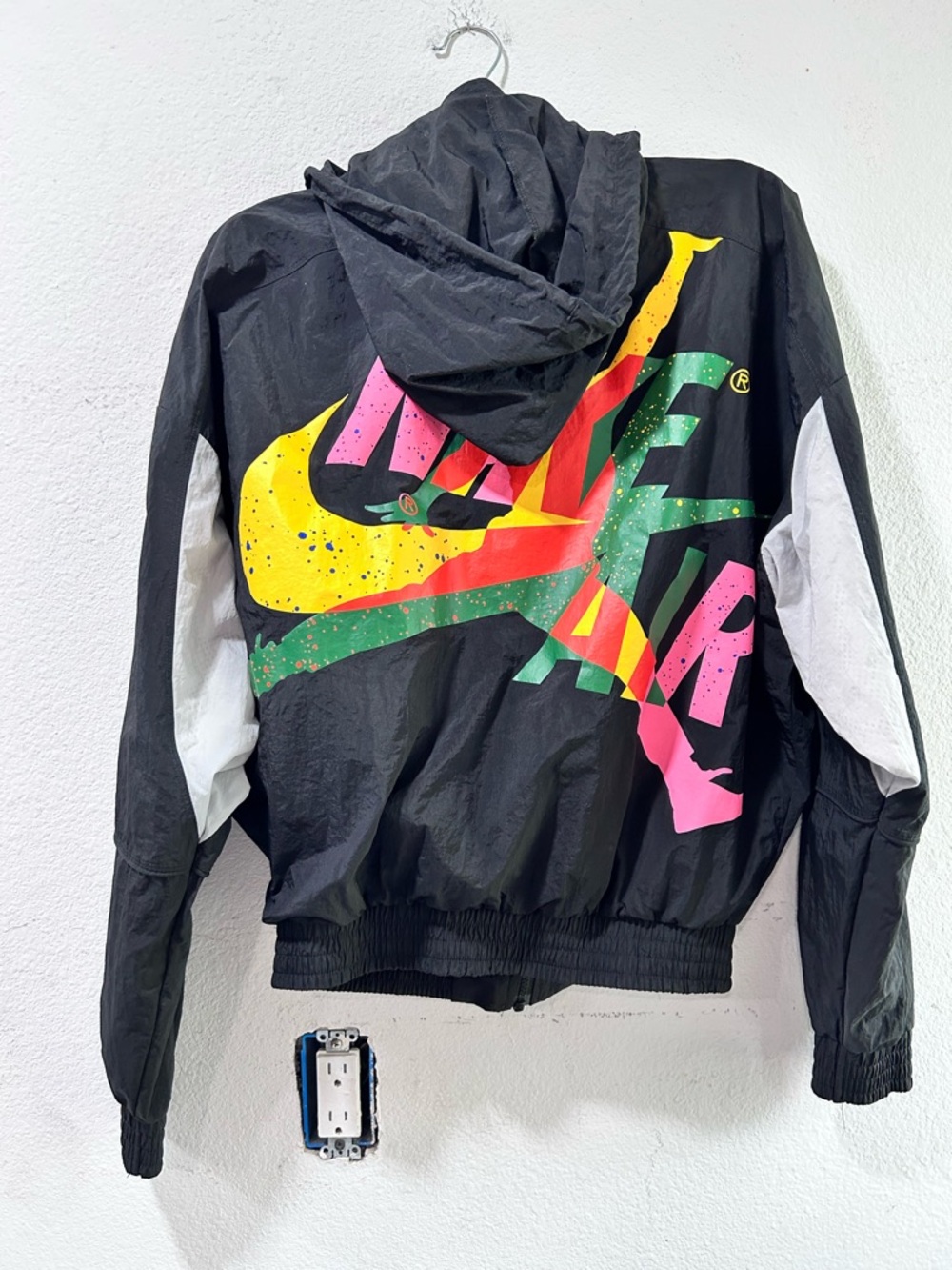 Nike Black Windbreaker Jacket with Neon Yellow, Green & Pink Graphic - Picture 3 of 16